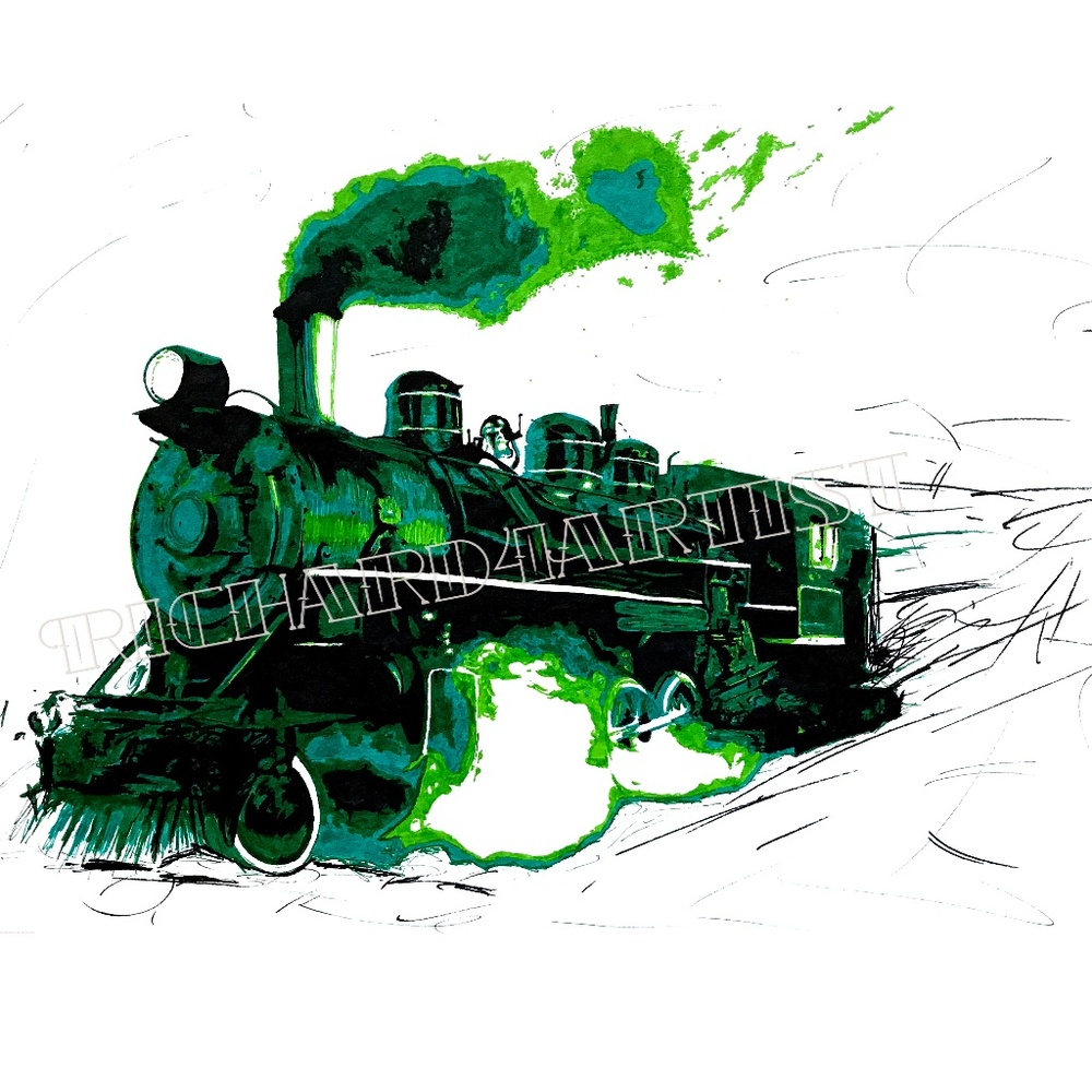 NWT Train Art PRINT Locomotive Transport Vehicle
